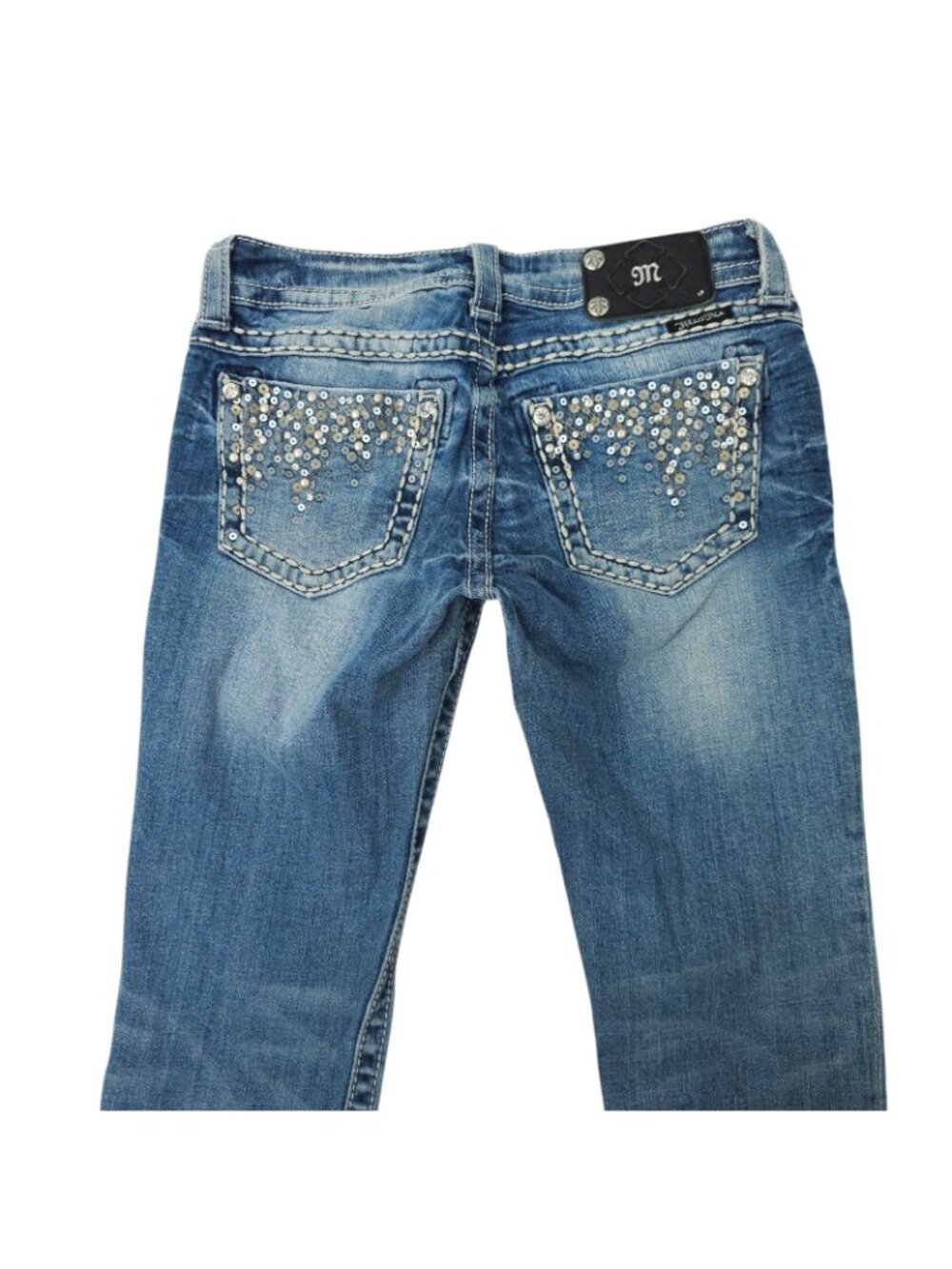 Miss Me Skinny Jeans Womens Size 27 Sequin Rhinestone Embellished Pocket Denim - Picture 15 of 16